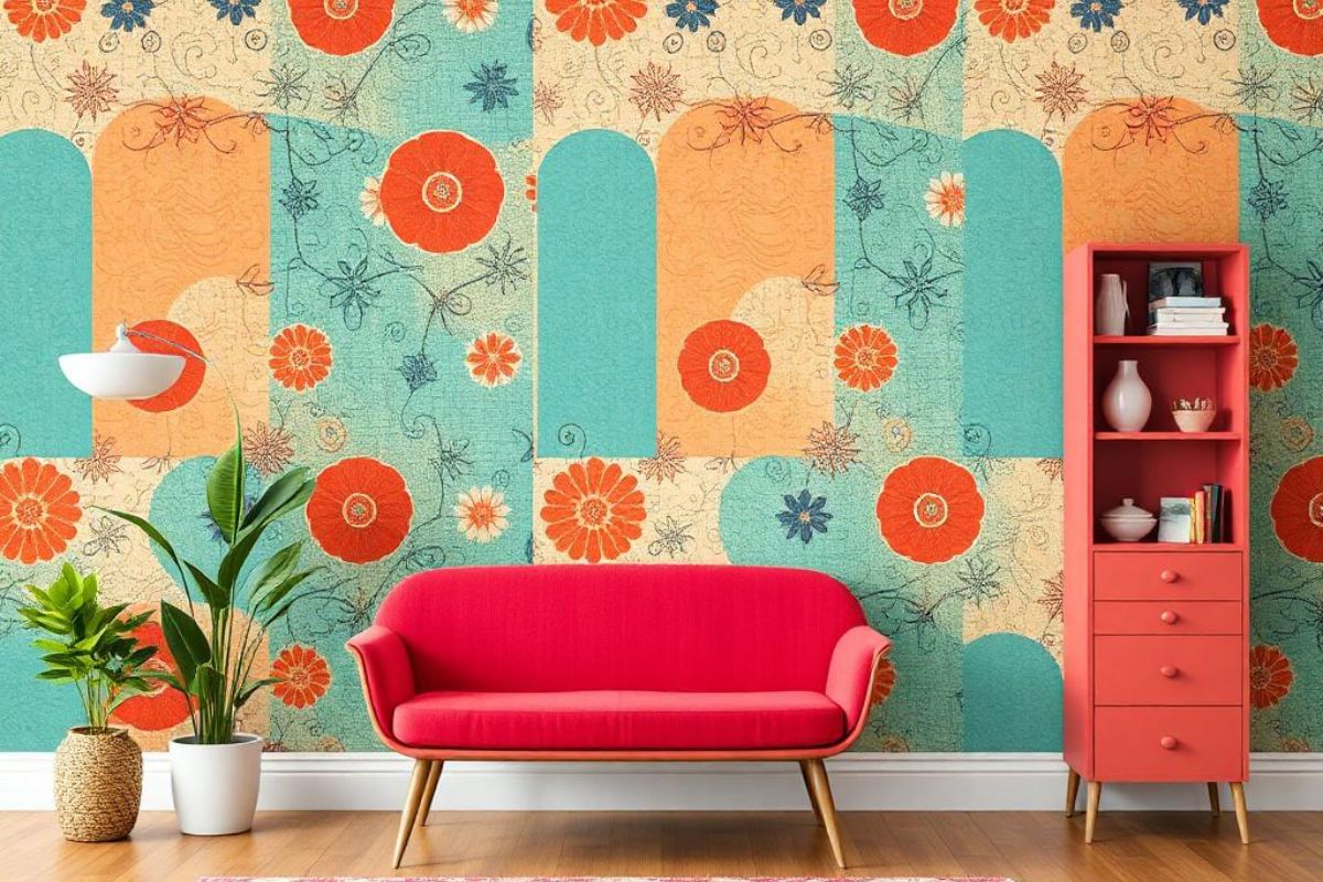 How to Mix Retro Wallpaper with Contemporary Furniture in a Tiny House