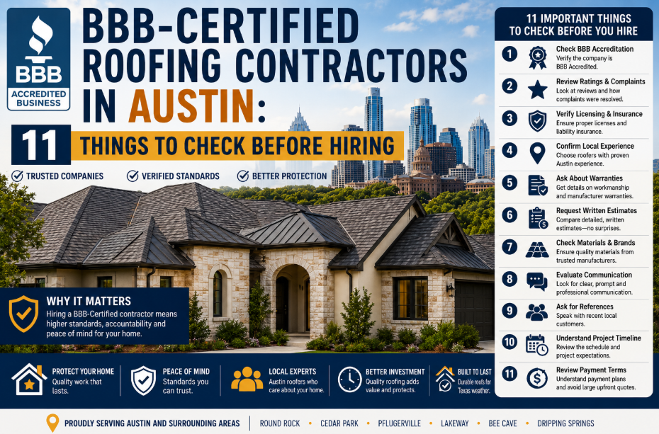 BBB-Certified Roofing Contractors in Austin: 11 Things to Check Before Hiring